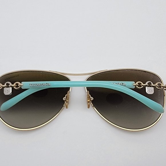 *SOLD* Tiffany & Co TF3034 6021/3M Gold Blue Frame Grey Lens Aviator Sunglasses - Picture 10 of 14